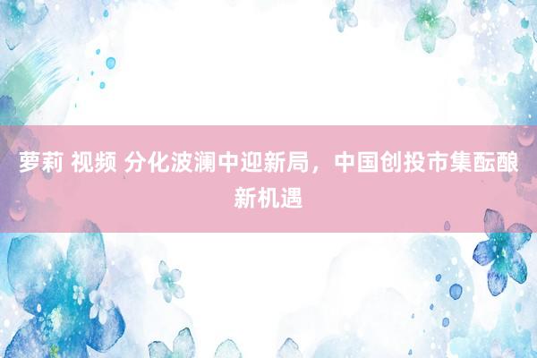 萝莉 视频 分化波澜中迎新局，中国创投市集酝酿新机遇